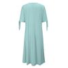 Women's Fashion Casual Color Round Neck Button Off Shoulder Short Sleeve Pocket Dress