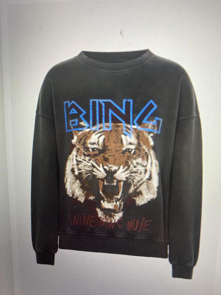 

23 Осень/Зима Женский Винтажный Свитер с Головой Тигра С Белой Чернилой Цифровой Печатью Large серый/чёрный