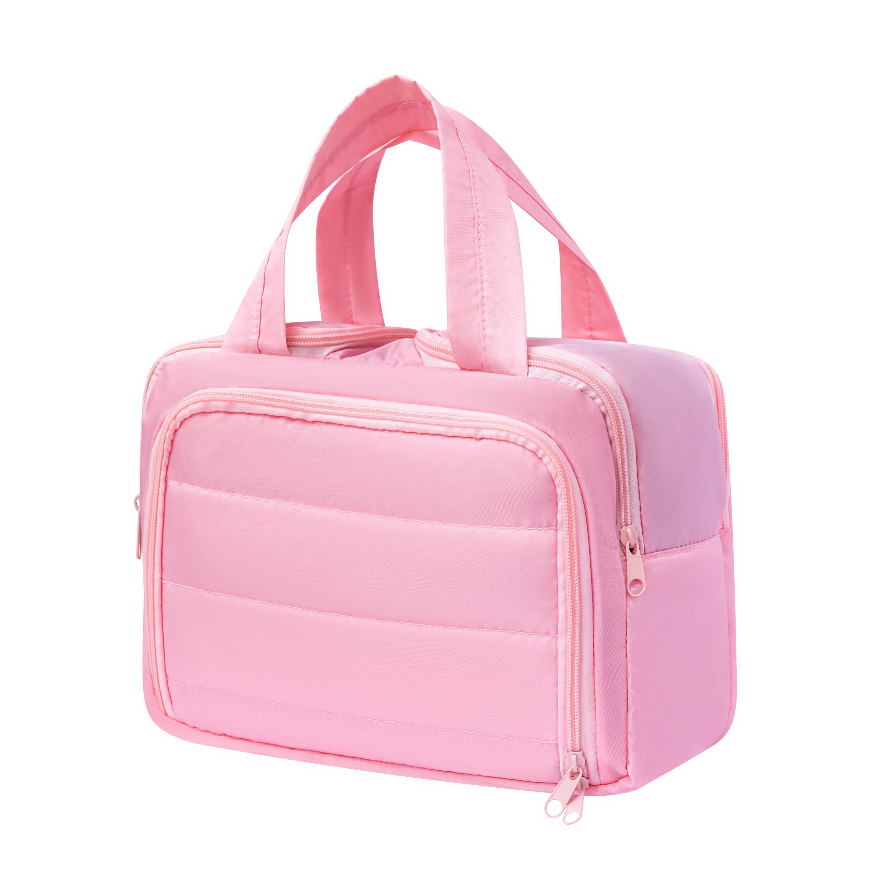 

2026 New Travel Makeup Bag Large Capacity Multi Functional Organizer Washbag Storage Portable With Handle Multiple Compartments рожевий