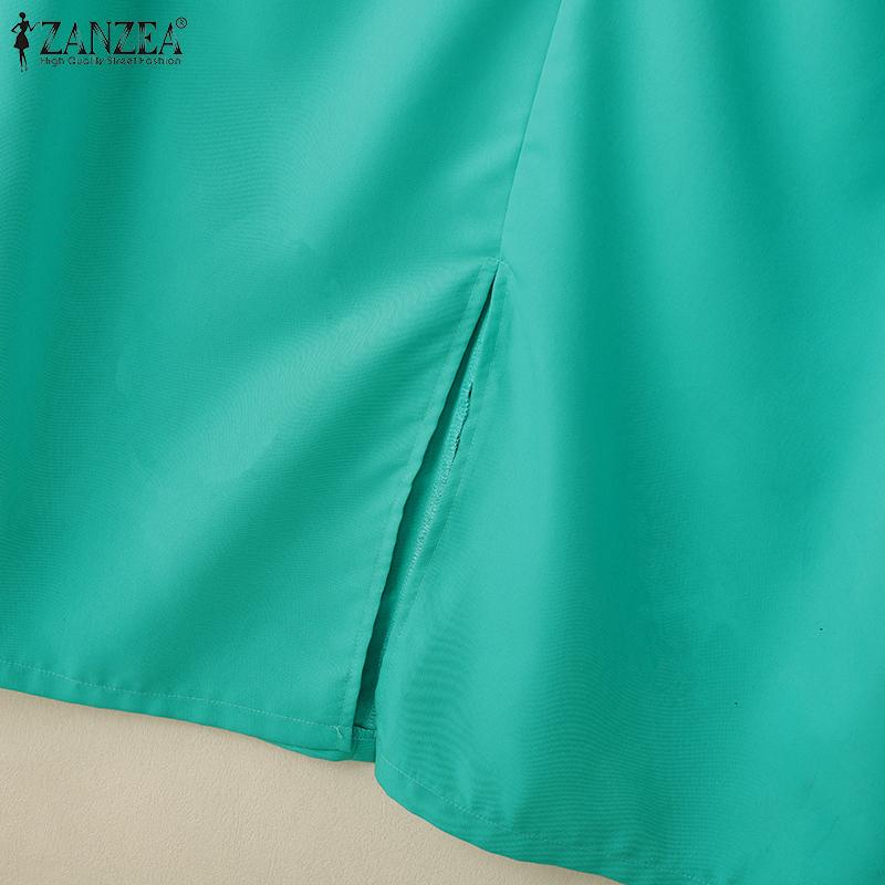 ZANZEA Vestido informal de verano para mujer, cuello redondo, holgado, manga corta