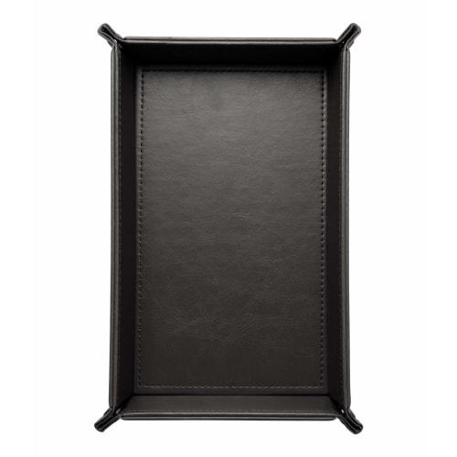 HIGH FIVE Rectangular Leather Tray, Tray for Small Items, Accessories, Remote Controls, Keys, Watches, Rings, Storage Box, Black