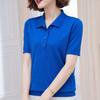 Damska dzianinowa koszulka z lodowego jedwabiu z krótkim rękawem T-shirt Lato Nowa kolekcja Kołnierzyk Stylowa Luźna Koszulka polo