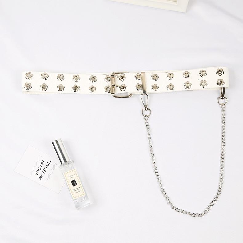Canvas Chain Belt With Floral Cutouts For Men And Women