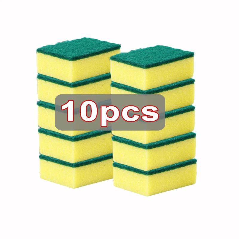 Double-Sided Scouring Pads Kitchen Dishwashing Sponge Scrubbing Pad Nano Emery Clean Rub Pot Rust Bowl Stains Cleaning Sponges