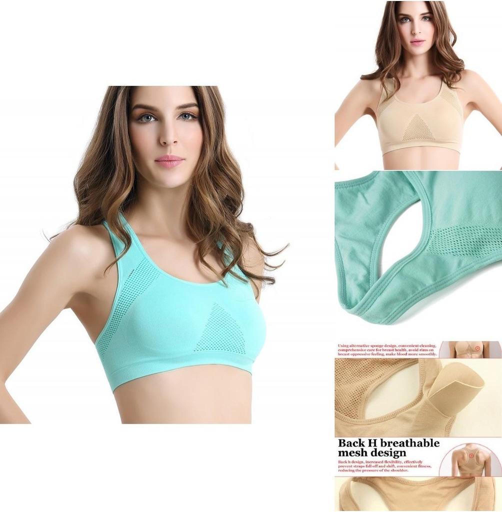 Women Breathable Padded Sports Bra With Hollow Out Design And Pure Color