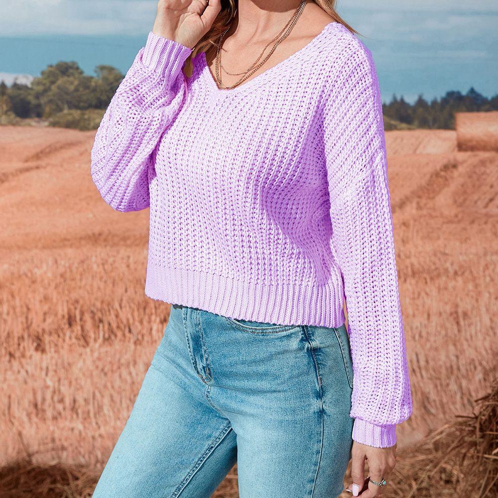 Women's Early Autumn Mesh Sheer Knitted Off Shoulder Base Layer Sweater Women's Top Long Sleeve Luxurious Relaxed-fit Slimming and Versatile Top