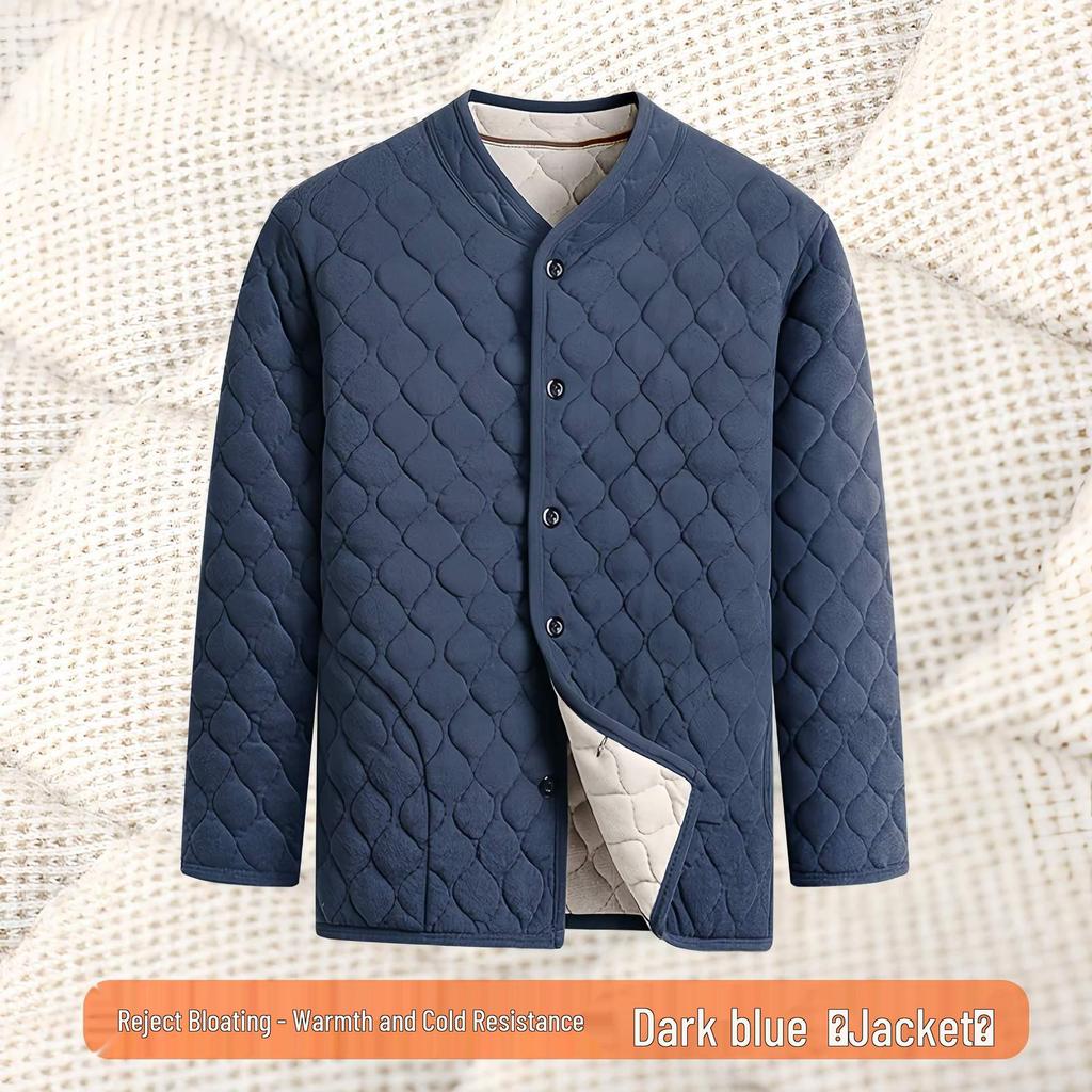 Men's Cozy Winter Underwear Set: Velvet-Lined Cardigan Jacket, Autumn Long Johns for Dad & Grandpa