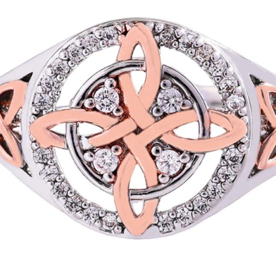 Women Ring Handmade Wizard Knot Finger Ring with Cubic Zirconia Spiritual Guidance Ring Statement Jewelry Gift