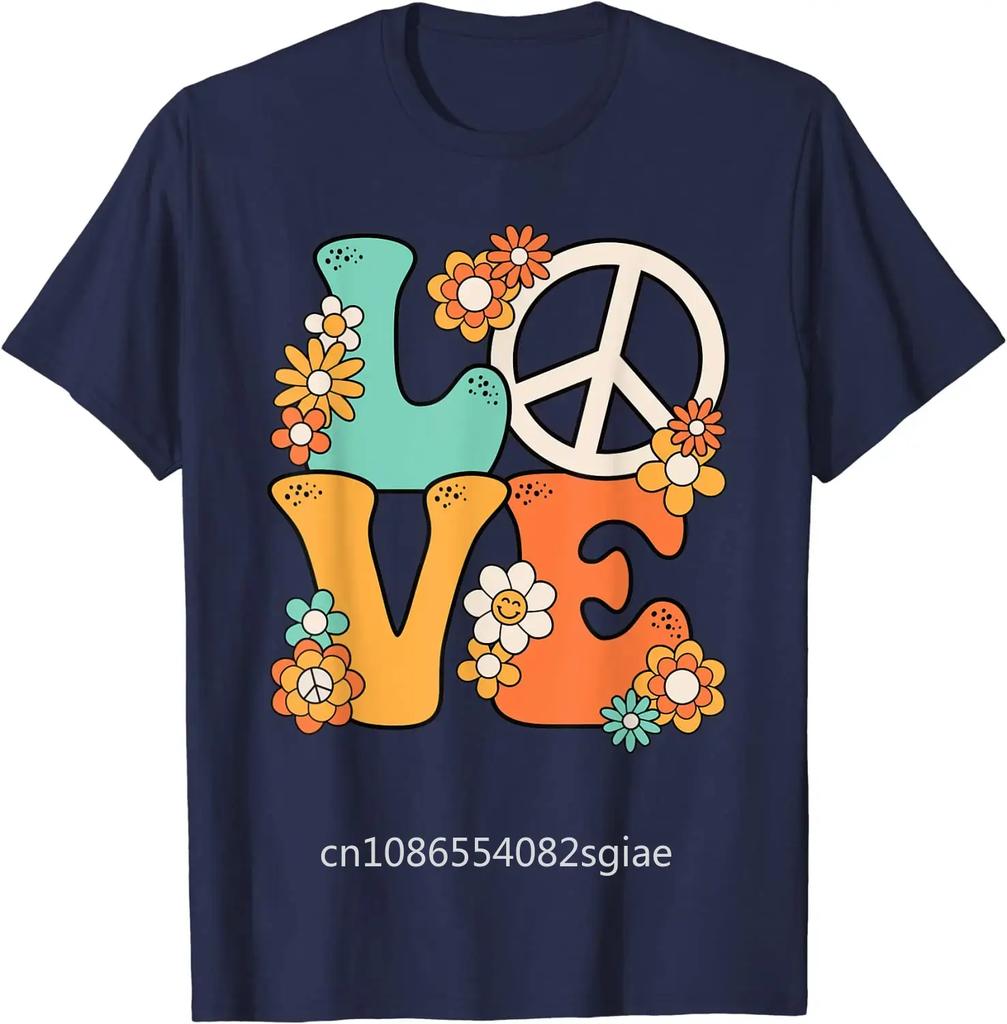 Peace Sign Love 60s 70s Costume Groovy Hippie Theme Party T-Shirt Four Seasons Tees Cotton Casual Daily Harajuku Streetwear