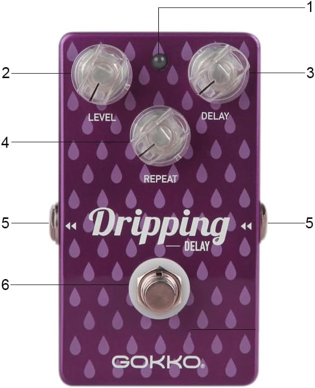 GOKKO AUDIO GK-22 Dripping Delay Guitar Effect Pedal (Analog Technology, 600ms Delay Time, Creative Modulation Functions for Warm, Rich Reverb)