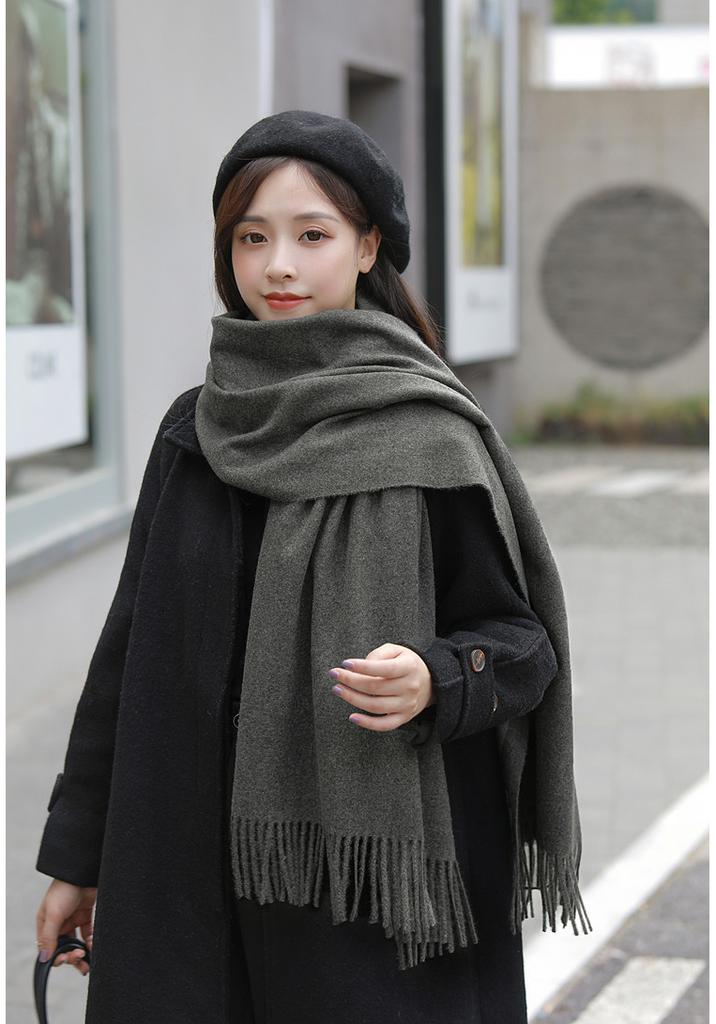 Imitation Cashmere Scarf Women's Autumn and Winter New Men's Shawl High-end Versatile Korean Version Solid Color Scarf