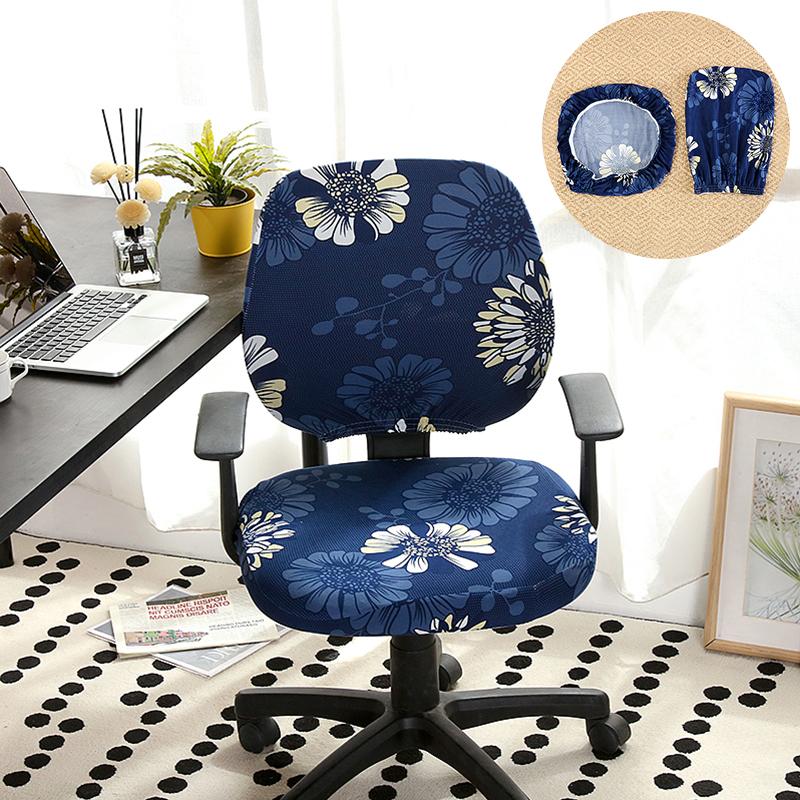 Universal Split Seat Cover Office Chair Cover Stretch Spandex Computer Anti-Dust Armchair Slipcovers Removable Seat Protector