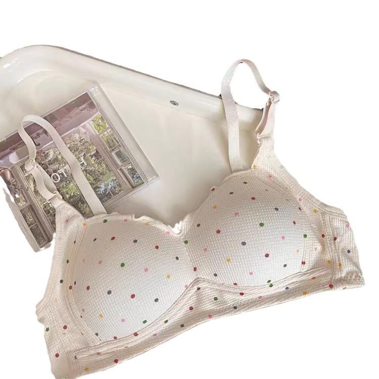 Japanese Polka Dot Seamless Push-up Bra for Small Busts - Comfort Fit for Women