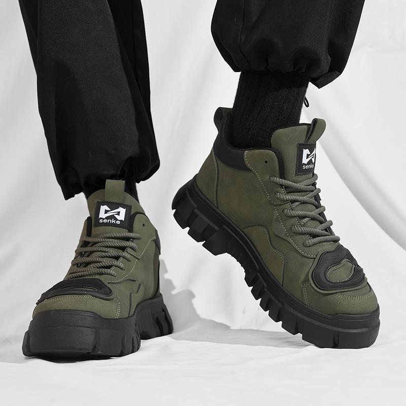 New Fashion Autumn And Winter Men's High Top Martin Boots Students Male Boys Trending Soft Sole Work Shoes Labor Protection Martin Sneakers