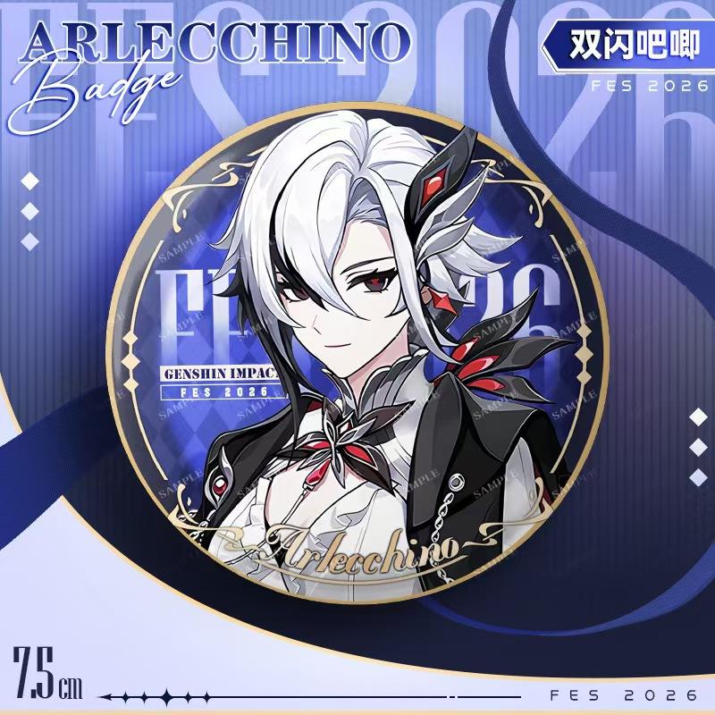 New Genshin Impact Laser Brooch FES Flins Columbina Wanderer Skirk Badge Pin Cute Cartoon Anime Game Backpack Jewelry Gift