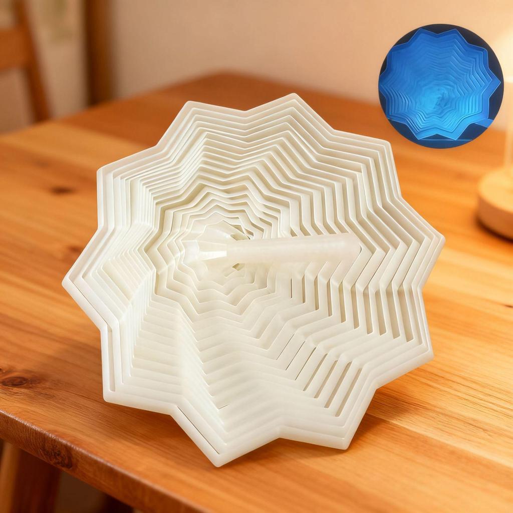 Octagonal 3D-Printed Radish Tower Spiral Sensory Star with Handle - Desktop Ornament Toy