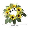 Wreath Candle Ring Artificial Sunflower Garland Pillar Candle Leaves Spring Greenery Candle Holder For Home Wedding Party
