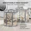 A03F-Mesh Laundry Basket Hamper With Reinforced Handles, Foldable Hanging Storage Bag For Bathroom, Dorm, Travel& Sports