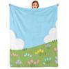 Soft Purple Tulip Vertical Soft Flannel Blanket Breathable Warm Throw for Office Car Sofa Kids Room Birthday Xmas Gift