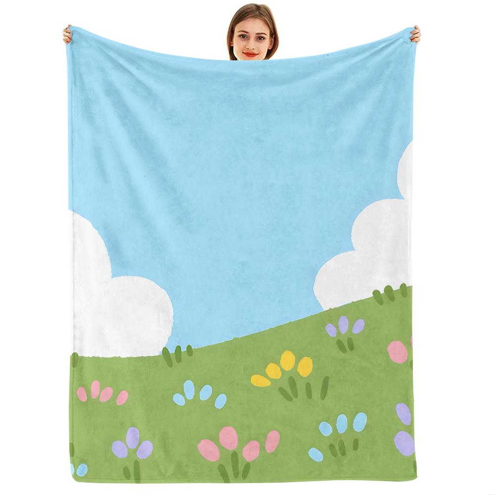 Soft Purple Tulip Vertical Soft Flannel Blanket Breathable Warm Throw for Office Car Sofa Kids Room Birthday Xmas Gift