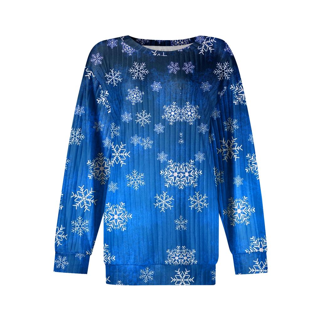 Women's Printed Lightweight Brushed-Cotton Round Neck Top