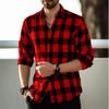 Camicia a quadri da uomo a maniche lunghe essenziale, casual e alla moda per l'uso quotidiano.