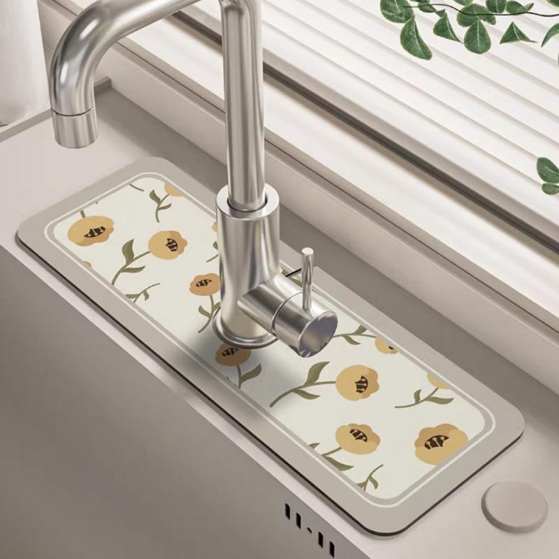 

Классический впитывающий коврик для крана Нескользящий коврик для слива раковины с защитой от плесени Диатомовая грязь Накладки на стол Умывальник Быстросохнущая подушка для кухни Mulan Tianya-green