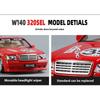 1/24 Mercedes Benz S W140 320SEL Modifizierte Version Legierung Rennwagen Diecast Modell Ton & Licht Spielzeug Computer Desktop Ornamente