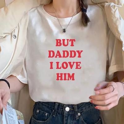 Weißes T-Shirt Aber Daddy Ich Liebe Ihn Grafik-Top 90er Harajuku Grunge Streetwear Damen Baumwolle Kurzarm-T-Shirts Freizeit Damenbekleidung