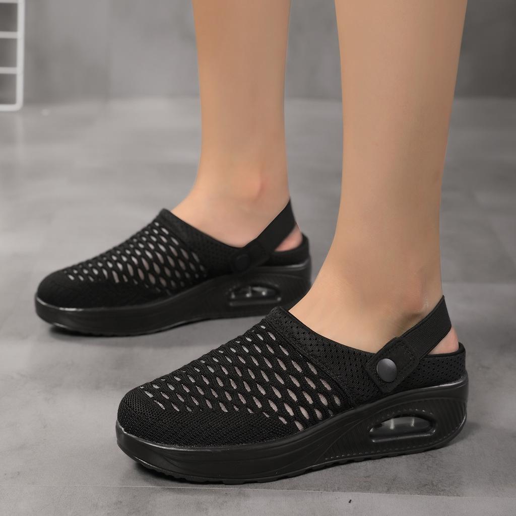 Modische Damen-Wanderschuhe mit Kissen, Slip-On, orthopädische Diabetiker-Damen-Plateau-Pantoletten, Mesh, leichte Slipper, Keilabsatz, Damen-Sneaker