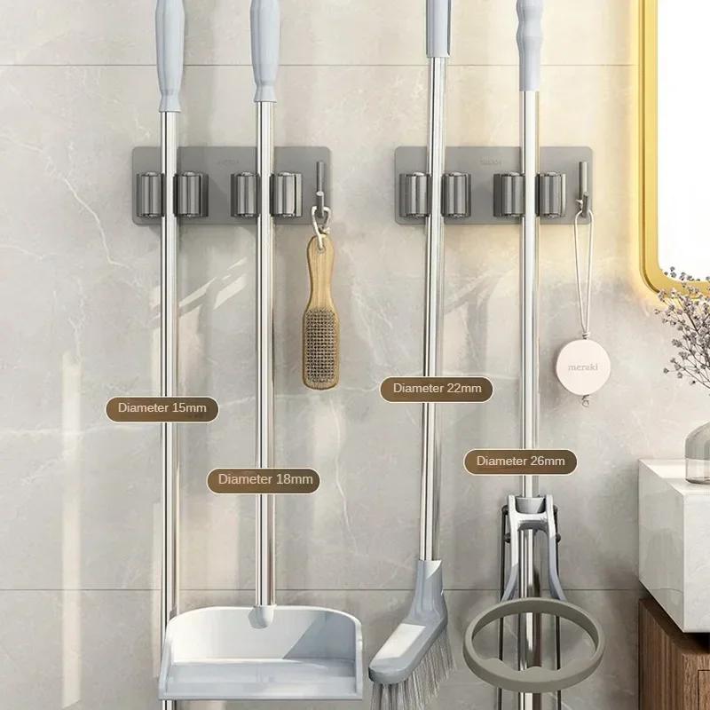 An Der Wand Montierte Mop-Organizer-Clips, Selbstklebend, Für Badezimmer, Mopp, Besenaufhänger, Halter, Rack-Haken, Mopp-Clip-Klemme Aus Edelstahl 304