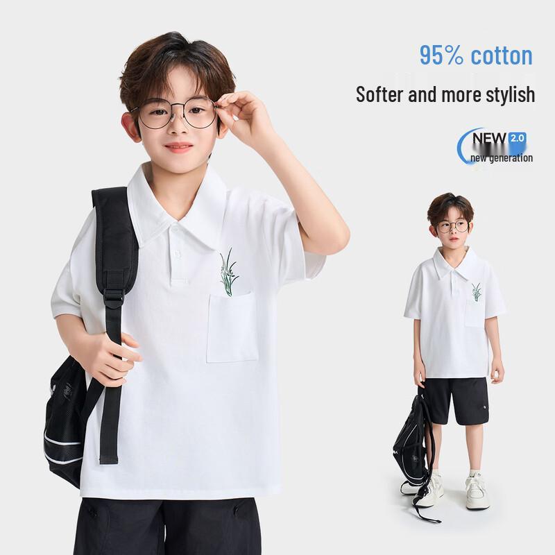 Boys  Short Sleeve Lapel Polo Shirt 140