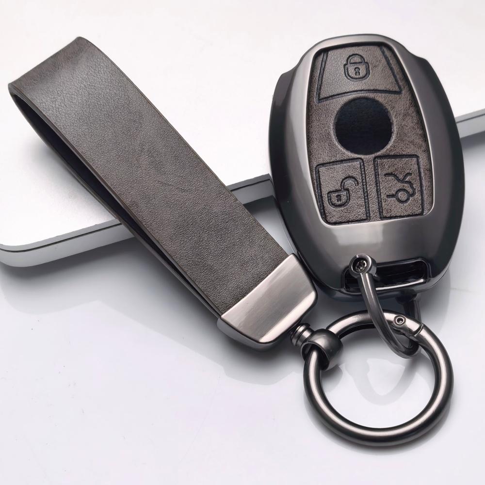 Zinc Alloy Leather Car Samrt Key Fob Case Cover For Mercedes Benz A B C E S G Class W204 W205 W212 W213 W176 W177 Glc Cla Amg