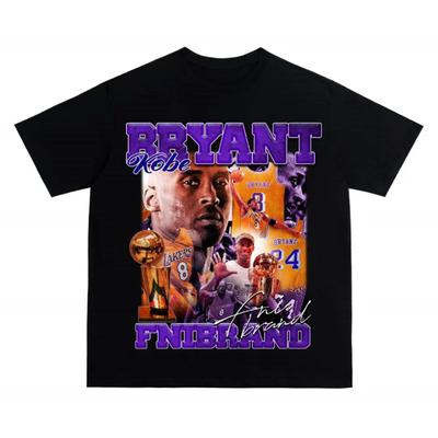 Μπλουζάκι Kobe Bryant Black Mamba Πορτρέτο Αφιέρωμα Kobe Lakers Εκτύπωση Μοντέρνο Ρετρό Φαρδύ Κοντομάνικο Κυκλικό Λαιμό