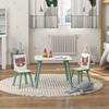 Seating Set for Children 3-8 Years, 1 Table & 2 Chairs, Cute Animal Motif, Green