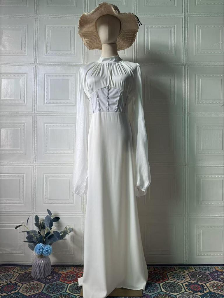 Spring Women's Elegant Flowy Long-Sleeve Dress - European American 2025 Style