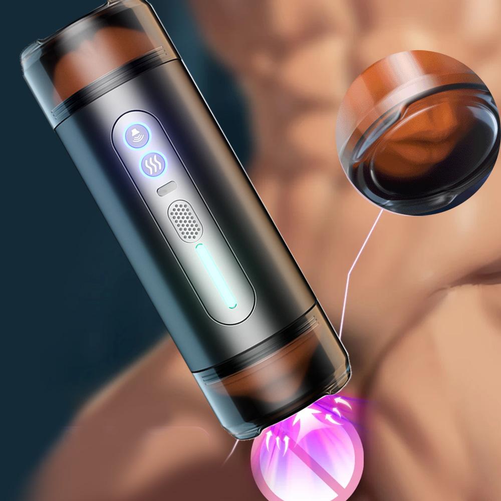 Male Masturbator Cup with Realistic Pocket Pussy & Intelligent Voice Male Masturbato Portable Vagina Stimulator Sex Toy for Men