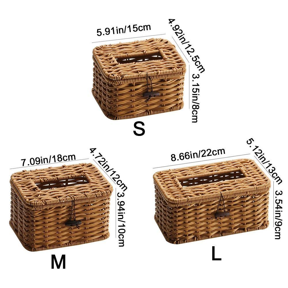 Retro-Stil Imitation Rattan Taschentuchbox Rechteckiger Kartonbehälter Langlebiger Serviettenhalter Tisch