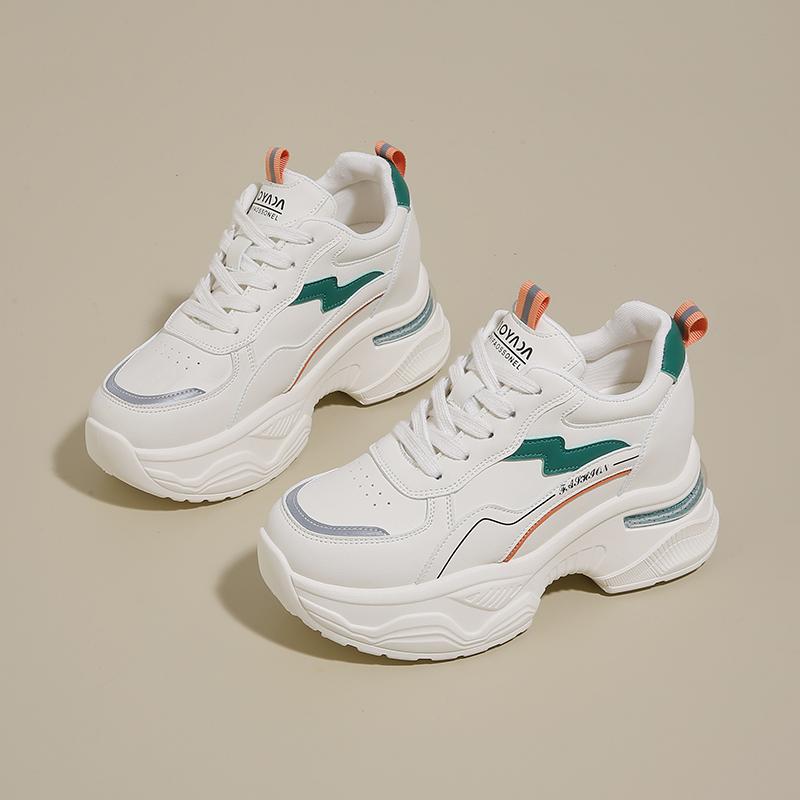 Fashion White Platform Sneakers for Women 2025 Lace Up Breathable Sport Sneakers Woman Non Slip Thick Bottom Vulcanized Shoes