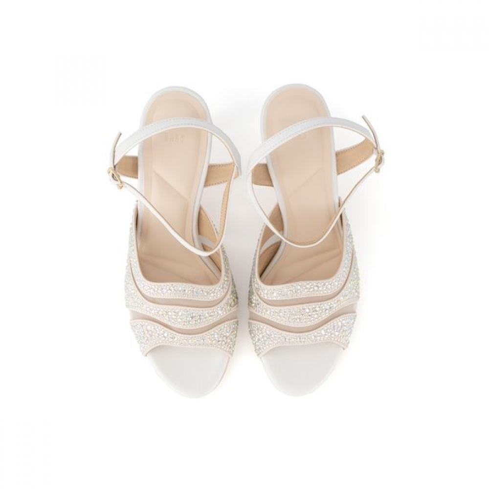 Daks 7cm CrYstal Jewel Mesh Y Strap Sandal Dld304 Cream White