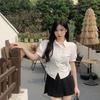 White JK waist shirt women's summer new design sense niche short unique chic short-sleeved top trendy
