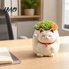 Versatile Desk Organizer for Plants Cute Fortune Cat Planter, Resin Beckoning Kitty Flower Pot, Auspicious Pot Indoor Cartoon Plant Succulents, Office