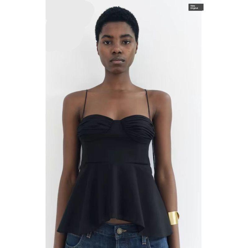 Za New Fall Women's Clothing 2025 Fashion Wind Fashion Pure Color Tight Corset Strap Short Top 8155920