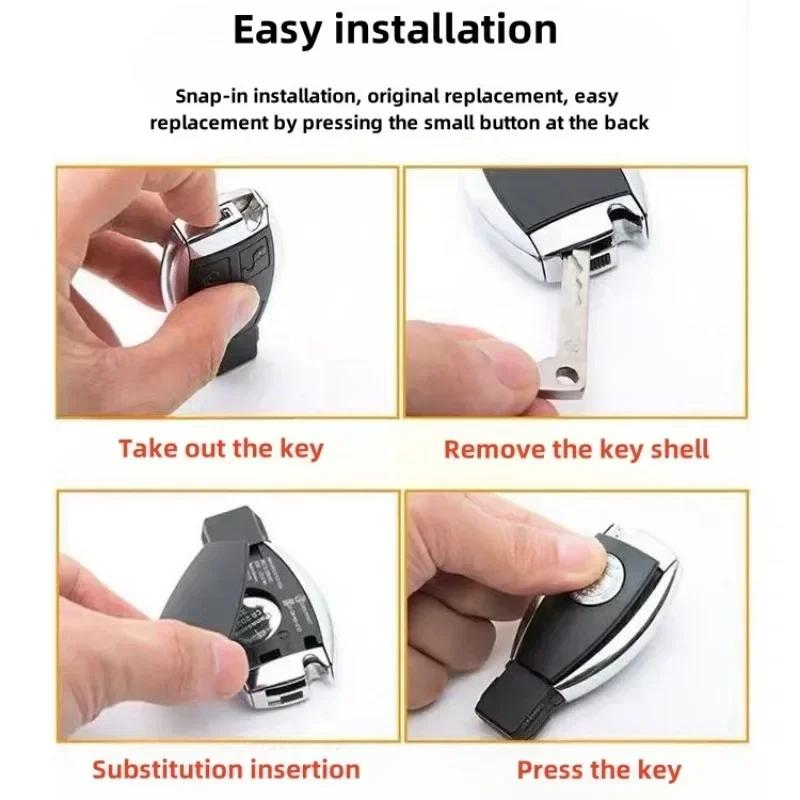 Novo Para Capa de Chave Inteligente de Carro Mercedes Benz Concha Protetora Estojo de Chave Árvore de Maçã Tampa Traseira Para Mercedes Benz W210 W212 E63 W202 W