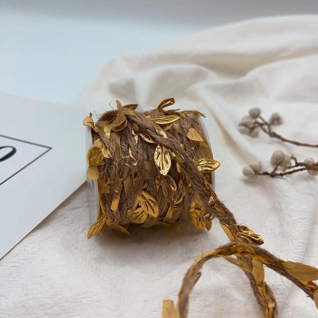 Simulation Leaf Hemp Rope Color Woven Rope Handmade Wedding Packaging Diy Rattan Decorative Green Leaf Hemp Rope 10 Meters