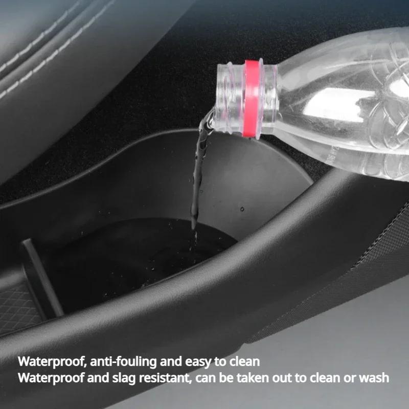 For Tesla Model 3 Highland 2025 Car Door Side Storage Box Front Rear Side TPE Door Storage Organizer Tray Interior Accessories