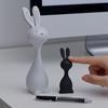 1 Pair 3D Printed Abstract Bunny Figurine Minimalist Black White Rabbit Statue Animal Sculpture Living Room Bedroom Decoration