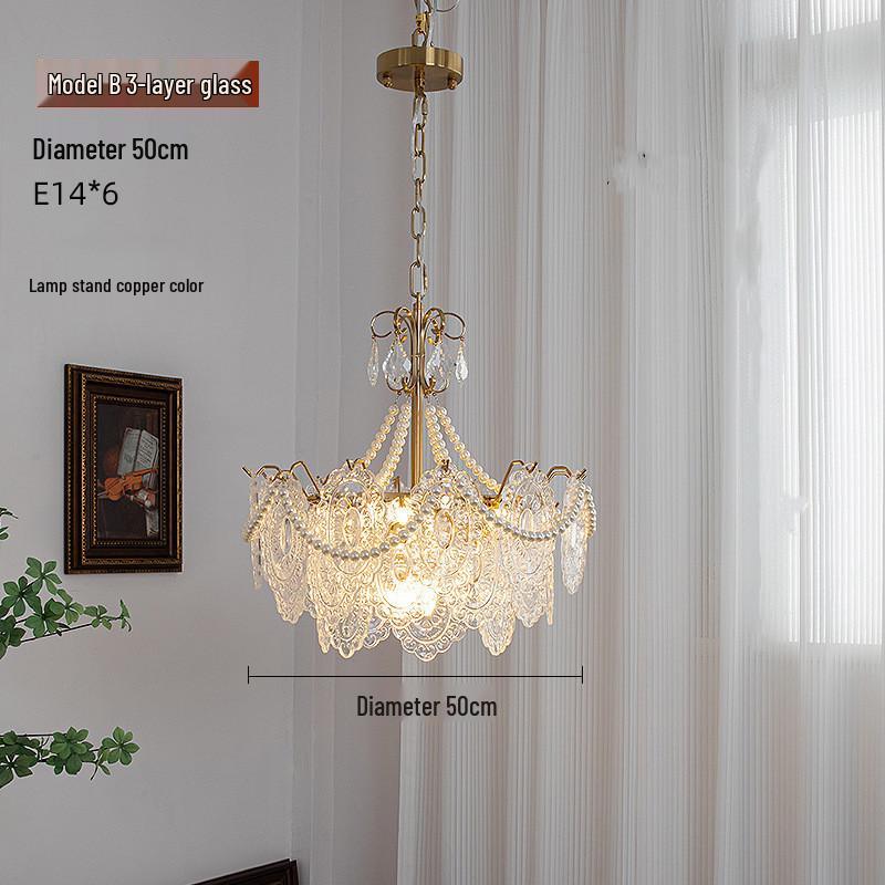 Classic Retro French Glass Crystal Chandelier for Living Room, Restaurant, or Bedroom