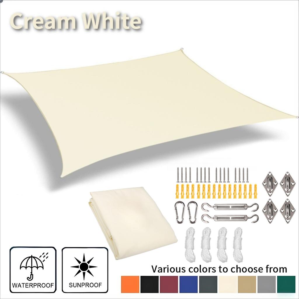 Waterproof Sun Shade Sail Large Rectangle Sunshade Canopy UV Block Shade Cover for Patio Garden Pergola Porch Tent Awning Shelte