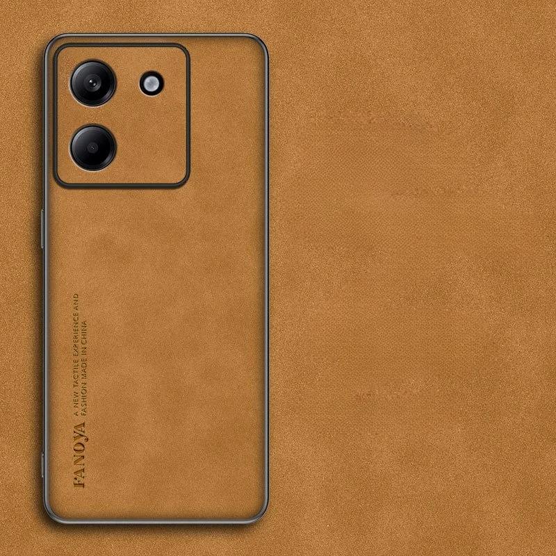 Kožené pouzdro z jehněčí kůže na telefon pro POCO M7 Pro X7 M6 Pro 4G 5G Matný nárazuvzdorný silikonový měkký zadní kryt